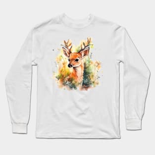 deer watercolor Long Sleeve T-Shirt